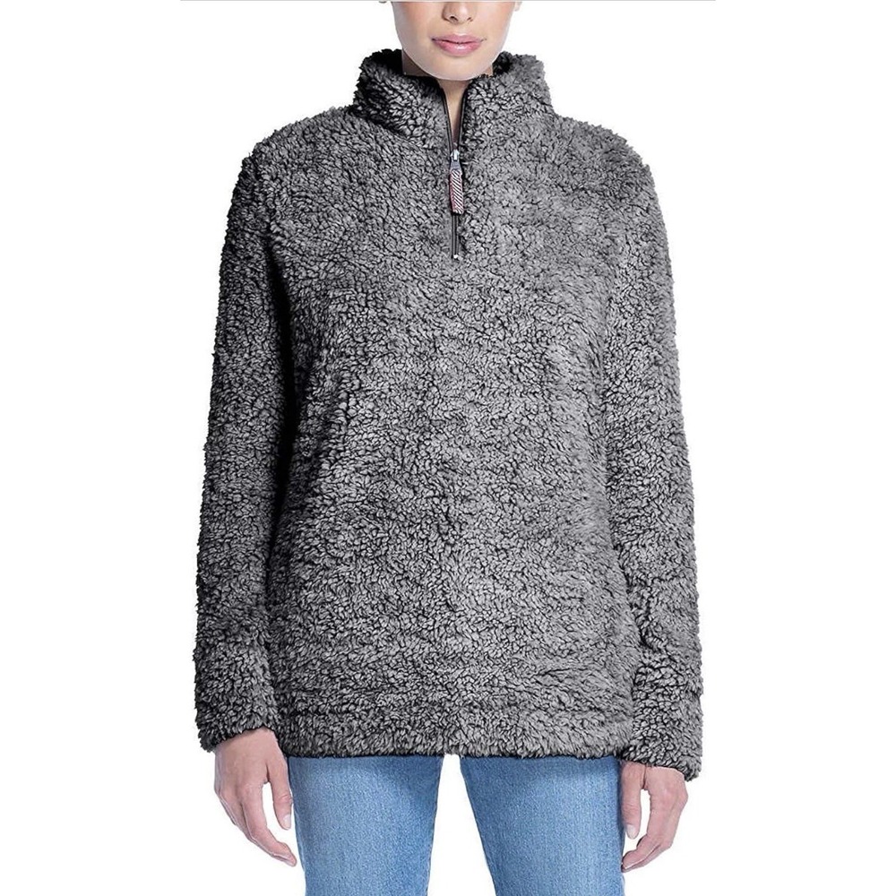 Weatherproof Vintage -Women's XL- Frosty Tipped Grey Sherpa Pullover‎ 1/4 Zip